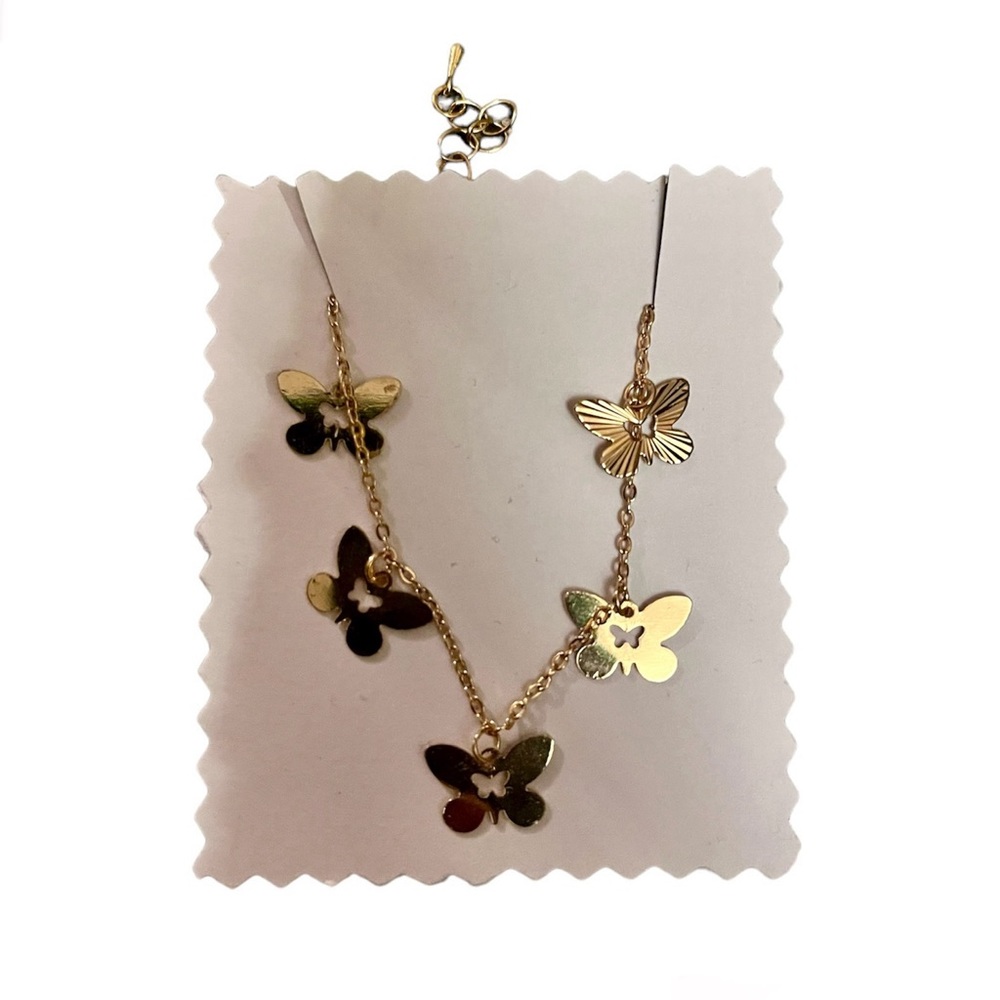 BRAND NEW Gold-Toned Ankle Bracelet with Butterfly Charms
